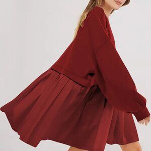 Crimson Smock Sweater Dress